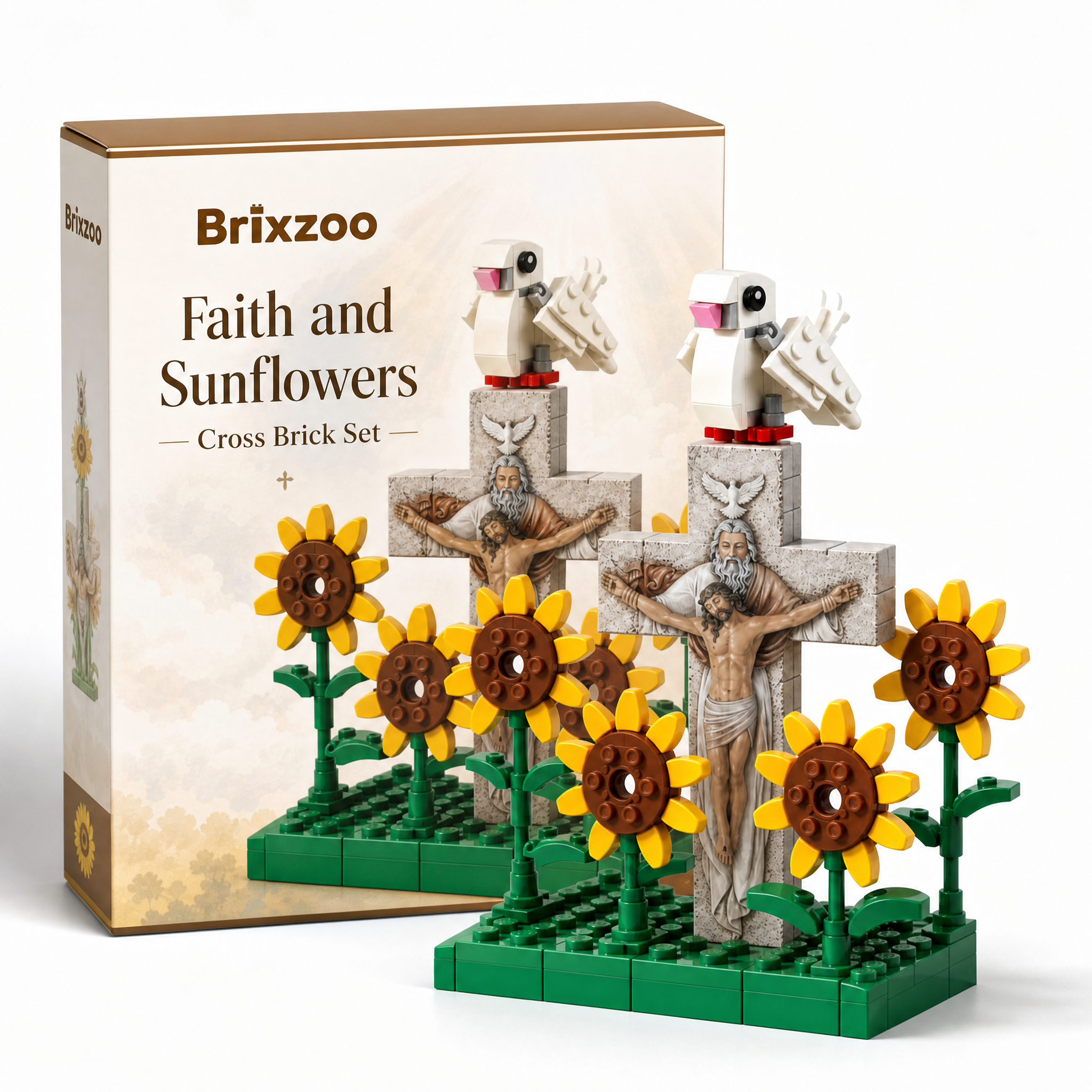 🌻🕊️ Faith & Sunflowers Cross Brick Set