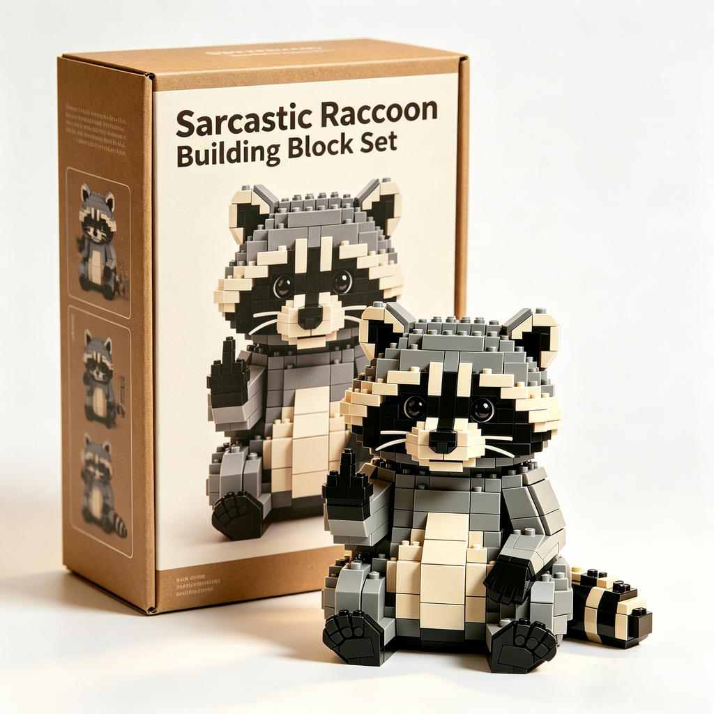 Sarkastischer Waschbär-Baustein-Set
