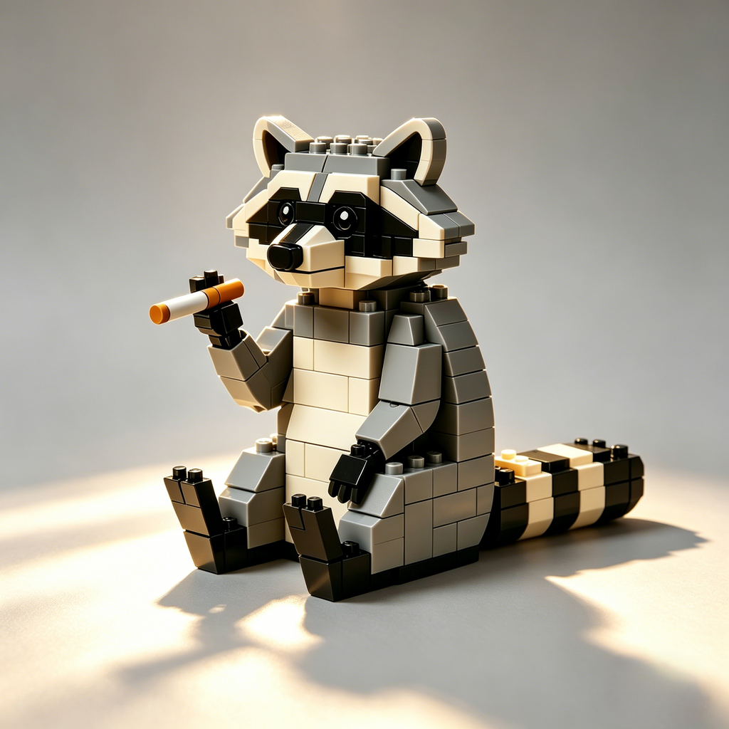 Einsamer Raucher Waschbär Baukasten