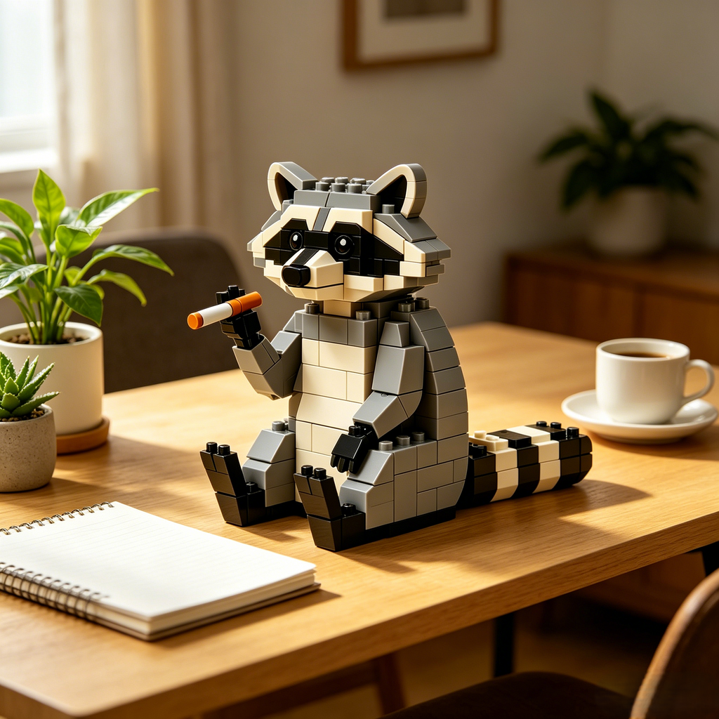 Einsamer Raucher Waschbär Baukasten