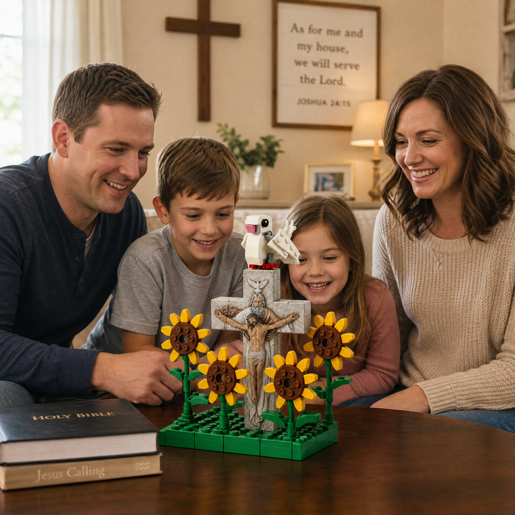 🌻🕊️ Faith & Sunflowers Cross Brick Set