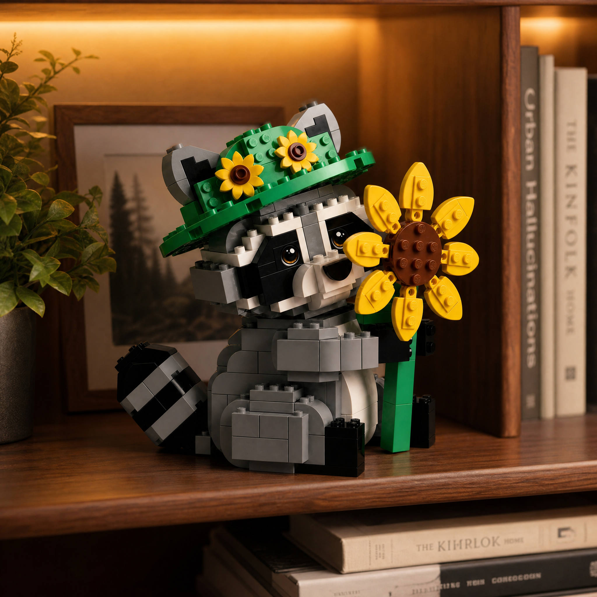 🦝🌻 Sunflower Raccoon Building Block Set