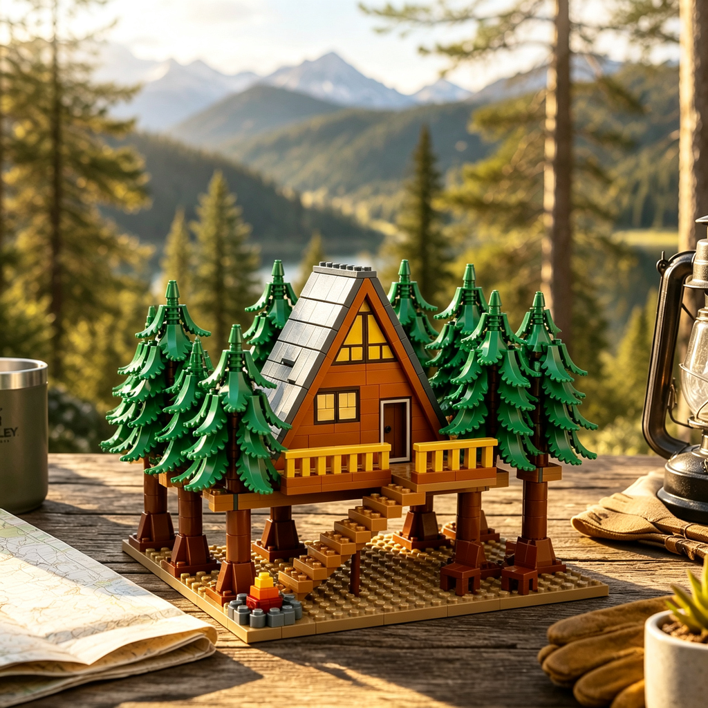 Forest Treetop A-Frame Cabin Building Set 🌲⛺️