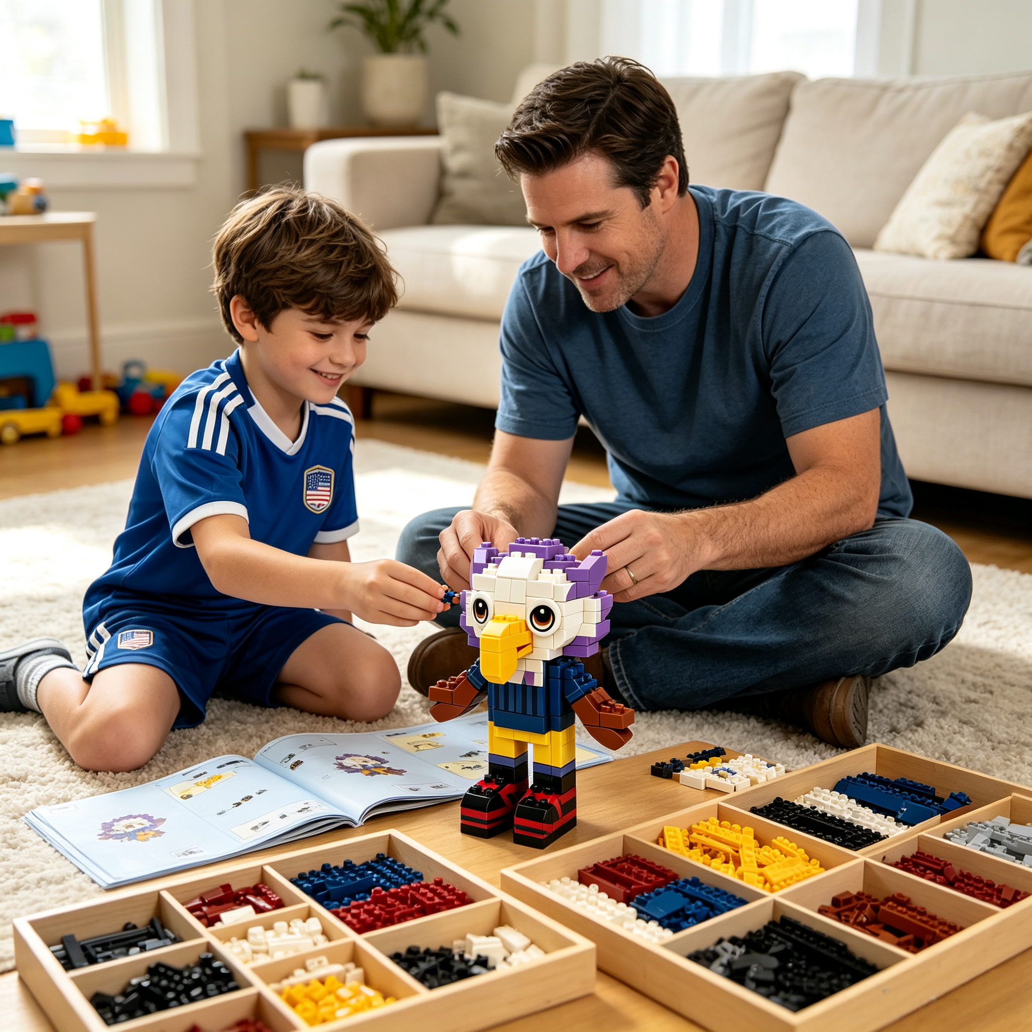 Athletic Eagle Mascot Building Block Set 🦅💙 | Sports-Inspired Brick Figure Celebrating Courage, Team Spirit & Dreams