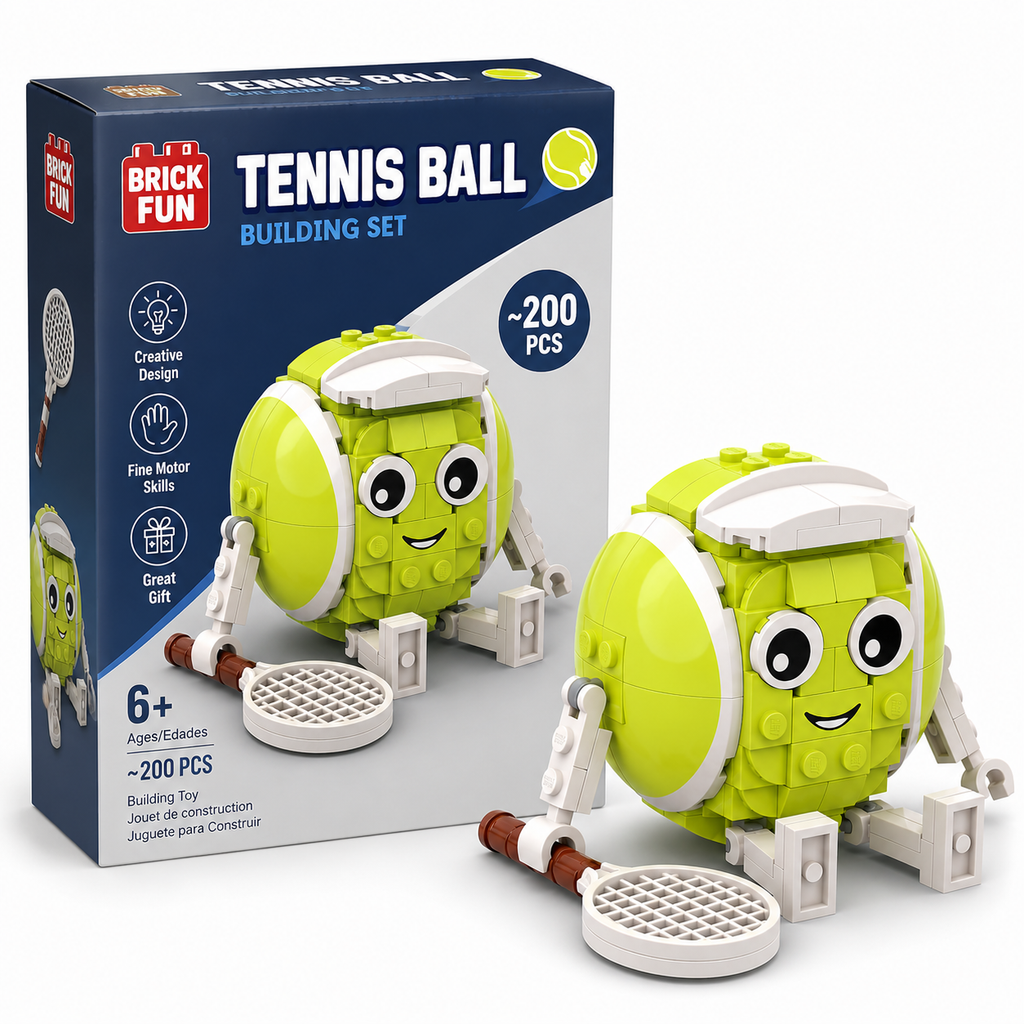 Cartoon Tennis Mascot Building Block Set
