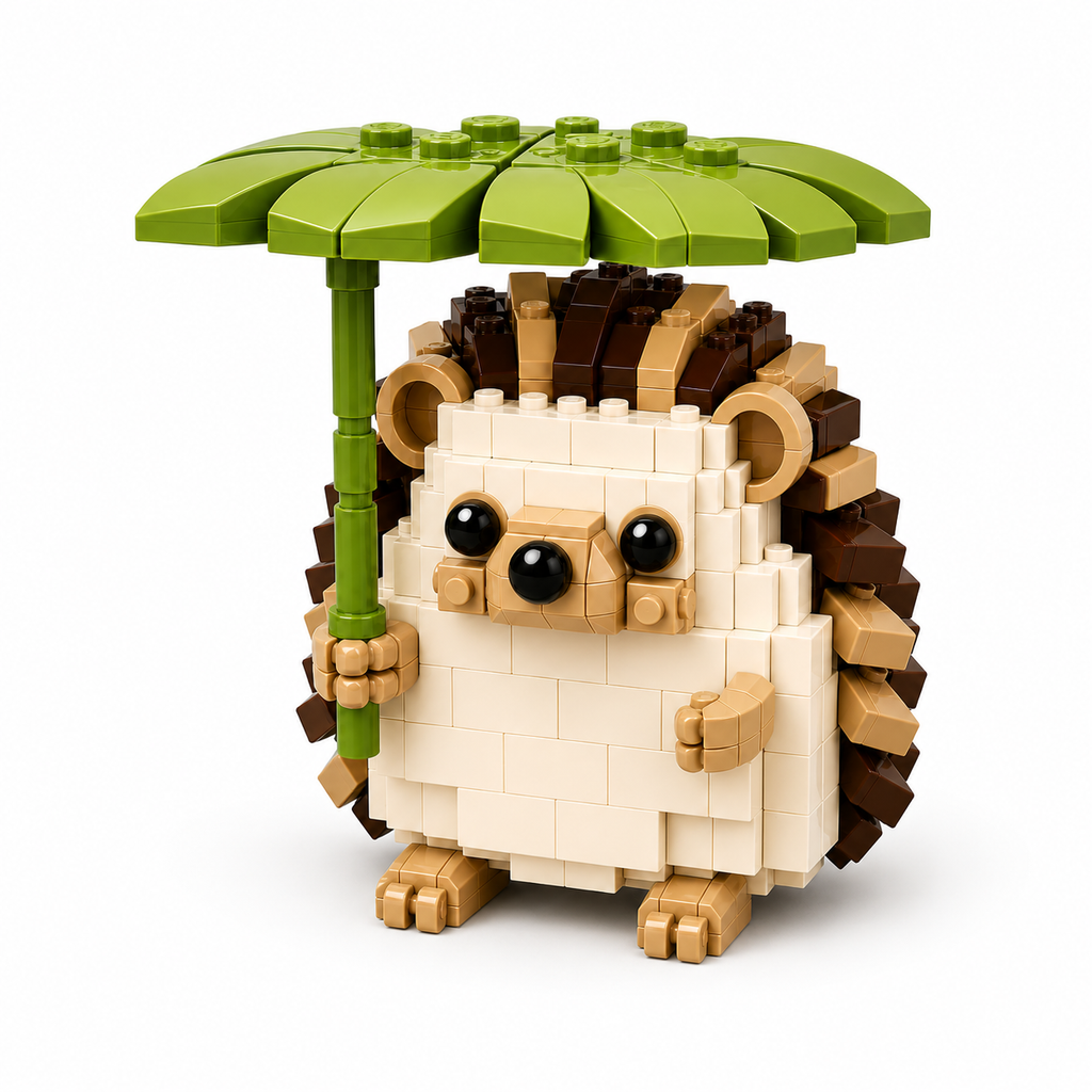 🌿 Sunny Shelter Hedgehog Brick Set ☂️🦔