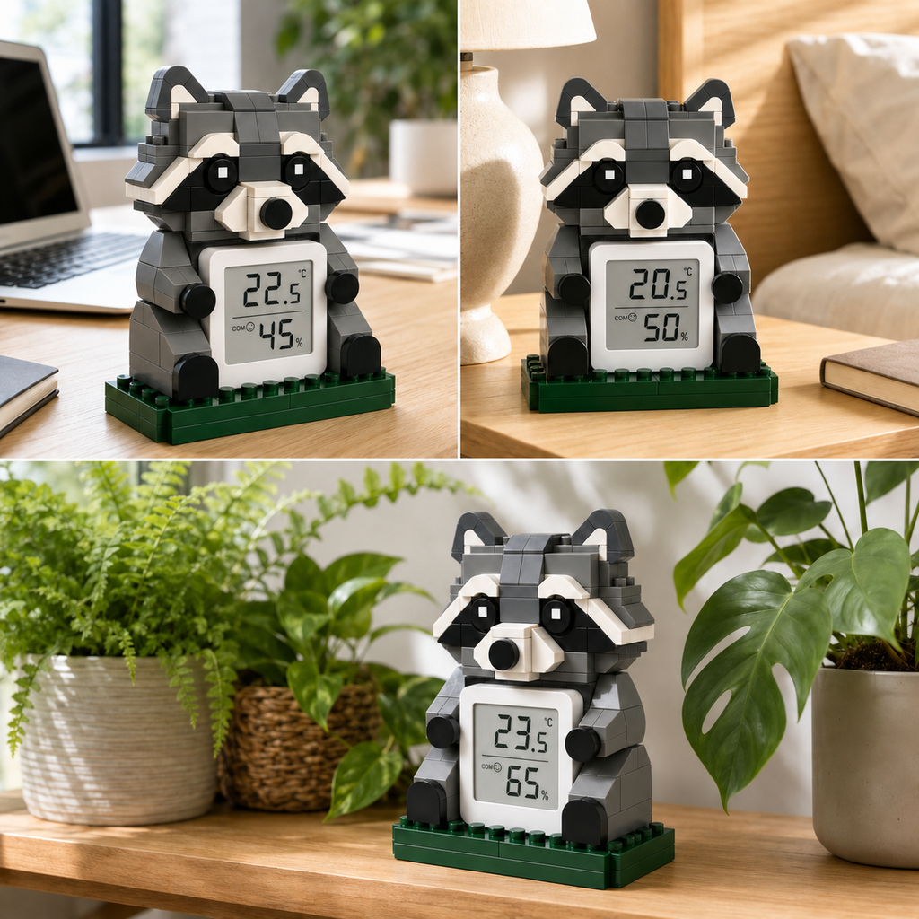 Raccoon Climate Keeper Building Set | Functional Desk Décor