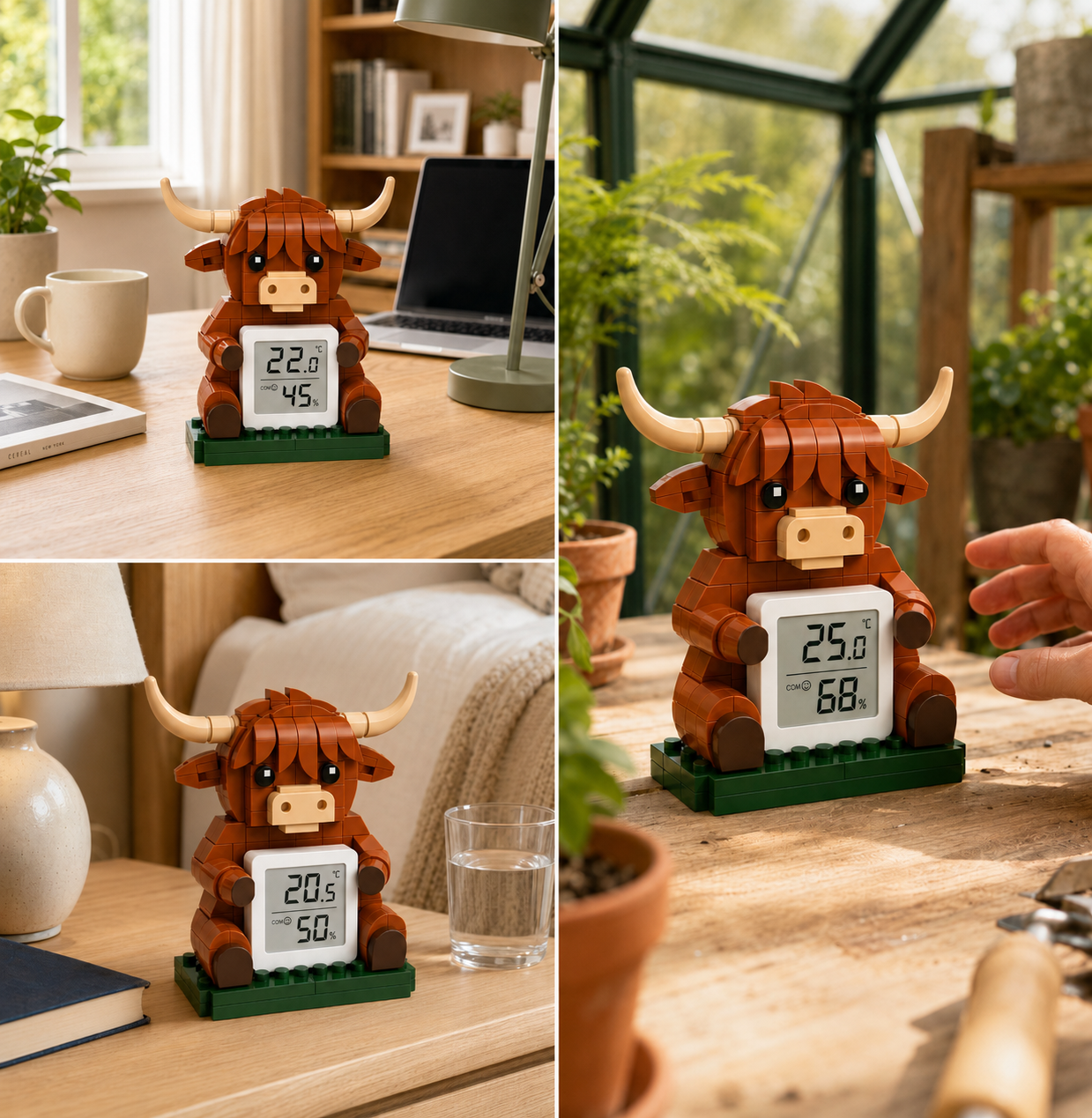 Highland Cow Climate Keeper Building Set | Functional Desk Décor
