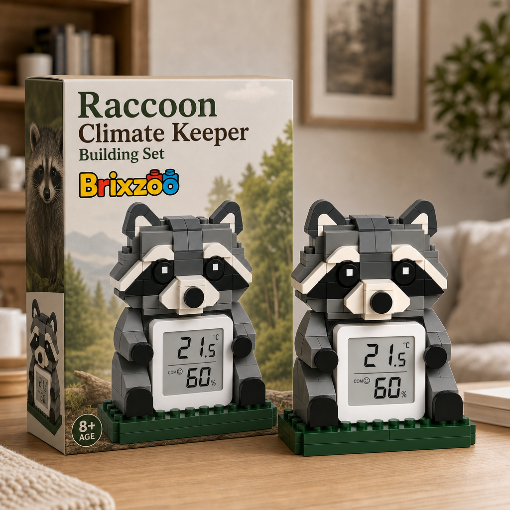 Raccoon Climate Keeper Building Set | Functional Desk Décor