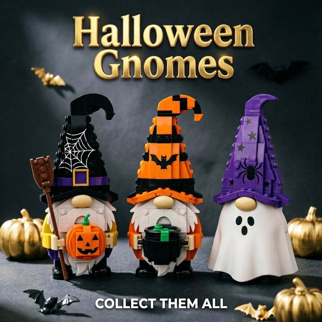 Halloween Cute Gnome Trio Building Block Figurine Set