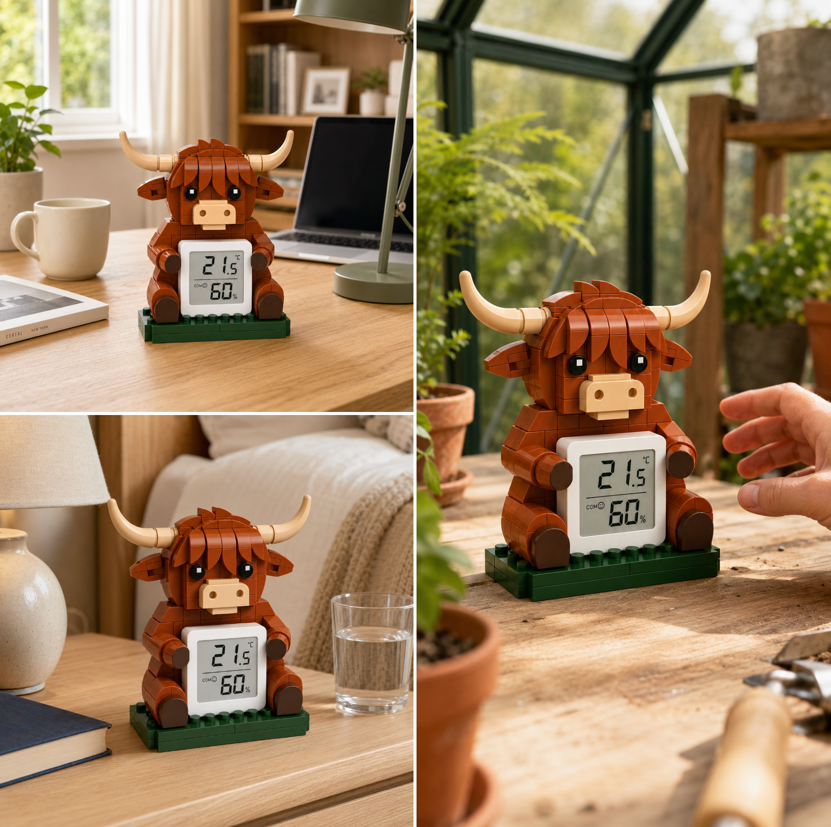 Highland Cow Climate Keeper Building Set | Functional Desk Décor