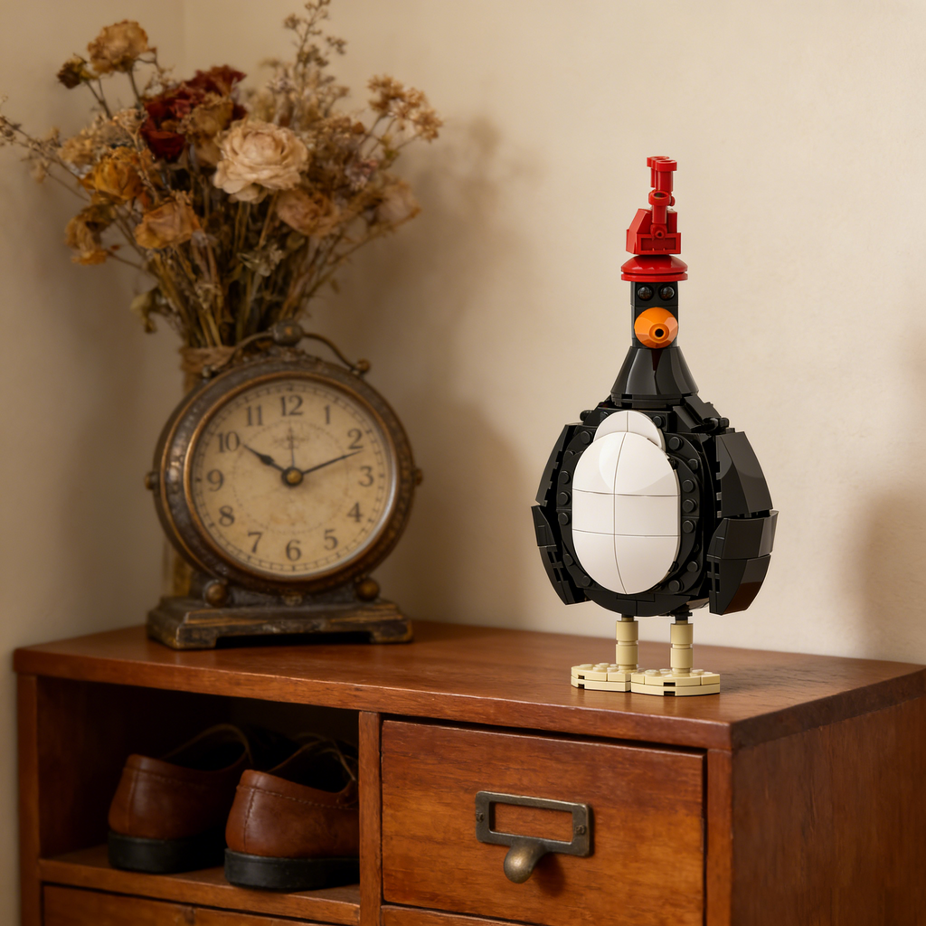 Die getarnte Pinguin-Steinfigur