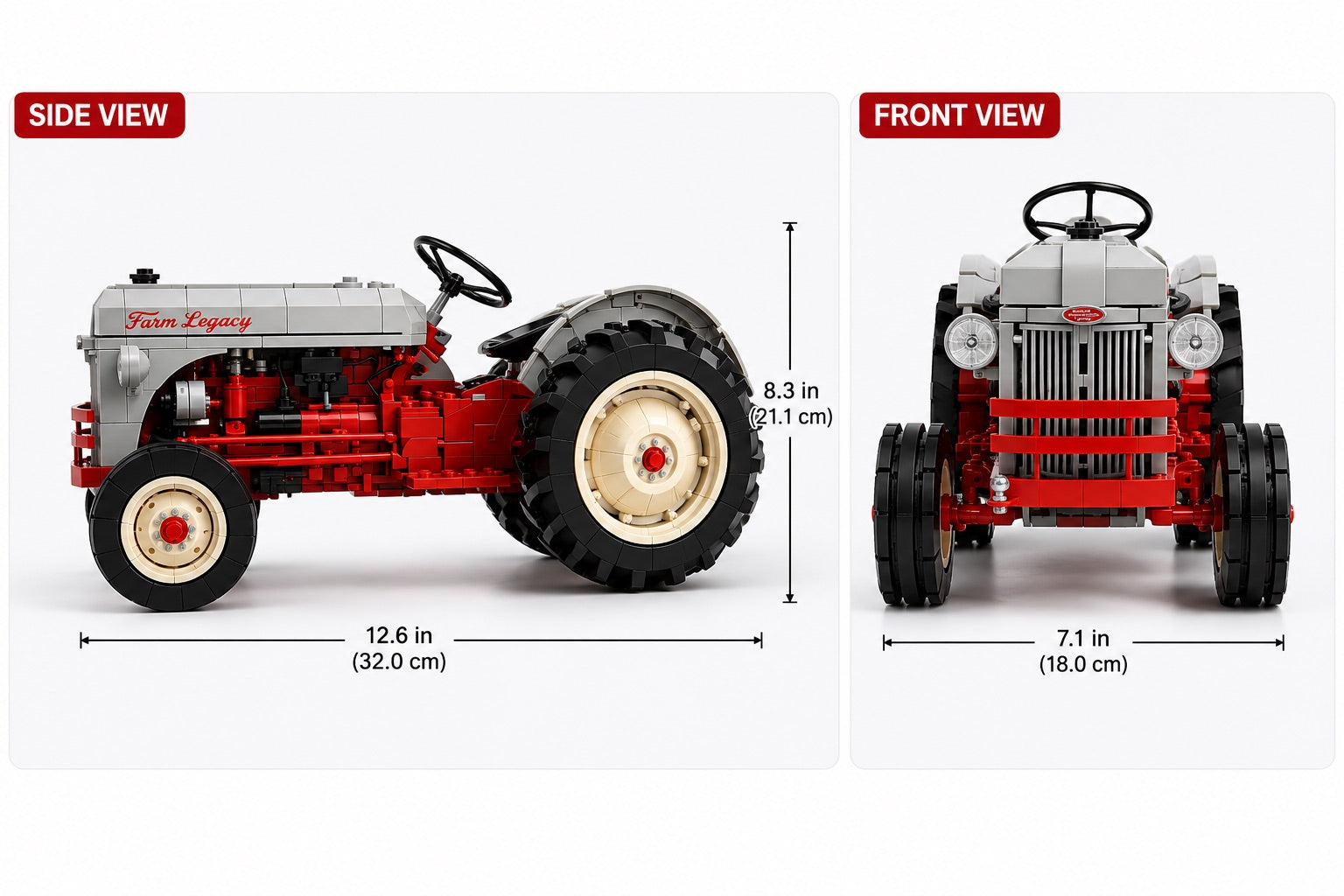 Vintage Farm Tractor Brick Set – 1940s Classic Red & Gray Collector Edition 🚜🌾Build a Piece of American Farm Legacy