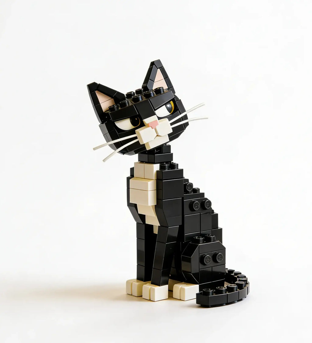 Overdramatic Side-Eye Cat Brick Set – Funny Aloof Cat Model🐈‍⬛