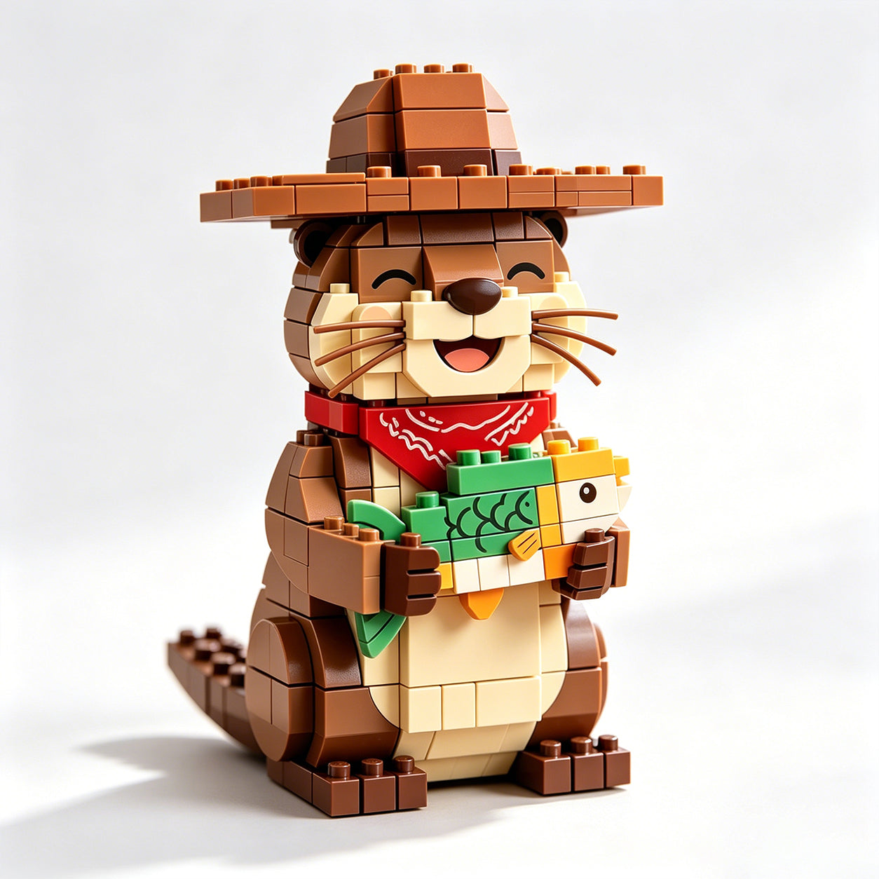 Cowboy Otter Building Blocks with Fish | Cabin Lifestyle Decor