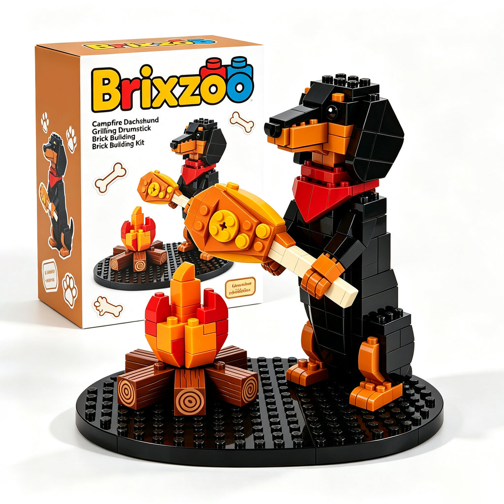 🐶 Campfire Grilling Dachshund Brick Building Kit