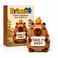 Take It Easy Capybara Brick Building Set 🤎🌿 Positive Quote Brick Display for Study Nook, Workspace, Bedroom Shelf