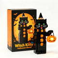 🎃 Halloween Black Witch Cat Building Blocks | Light-Up Pumpkin Pail