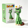 🐈🌼 Green Cat Flower Vase Building Blocks with Mixed Floral Bouquet