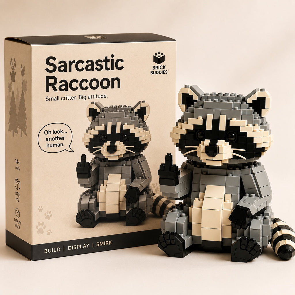 Sarkastischer Waschbär-Baustein-Set