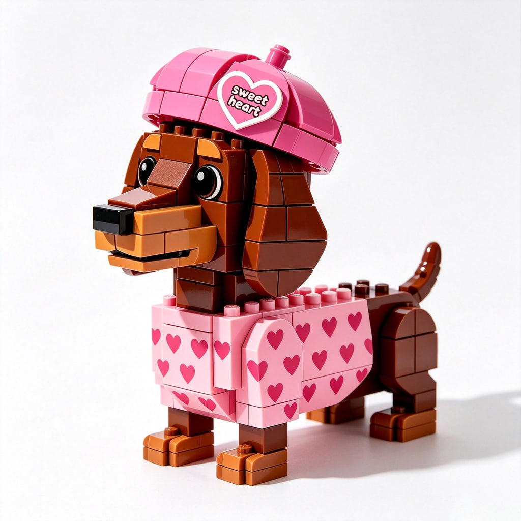 Sweetheart Pink Dachshund Building Block Set 🩷