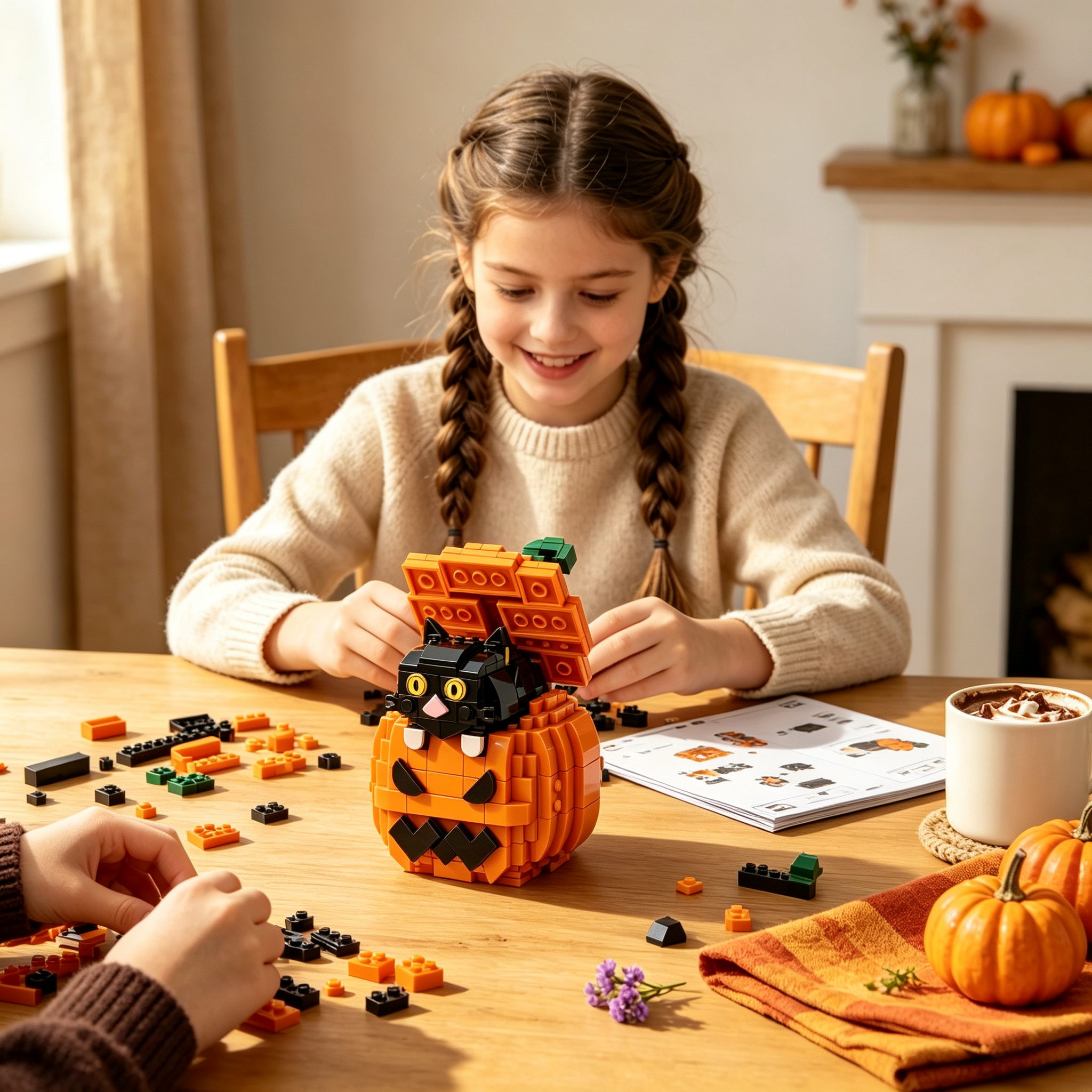 Midnight Cat Pumpkin Brick Set 🐈⬛🧡- Brixzoo Midnight Cat Pumpkin Brick Set 🐈⬛🧡- Brixzoo