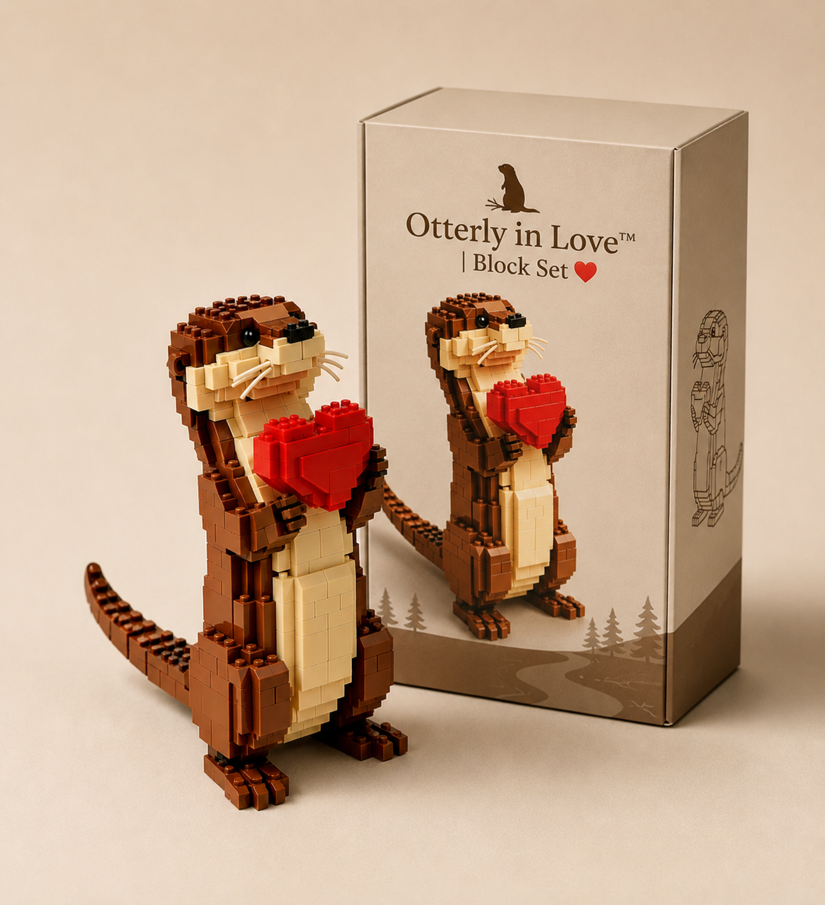 Kawaii Otter mit Herzchen-Bausteinen