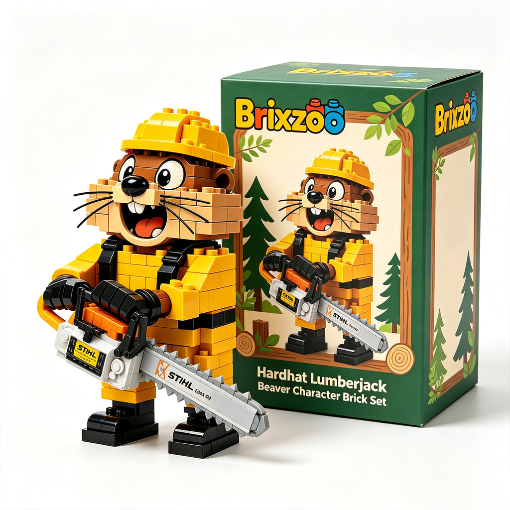 🦫 Lumberjack Hardhat Beaver Brick Building Kit