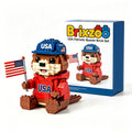 Patriotic USA Beaver Building Blocks with American Flag