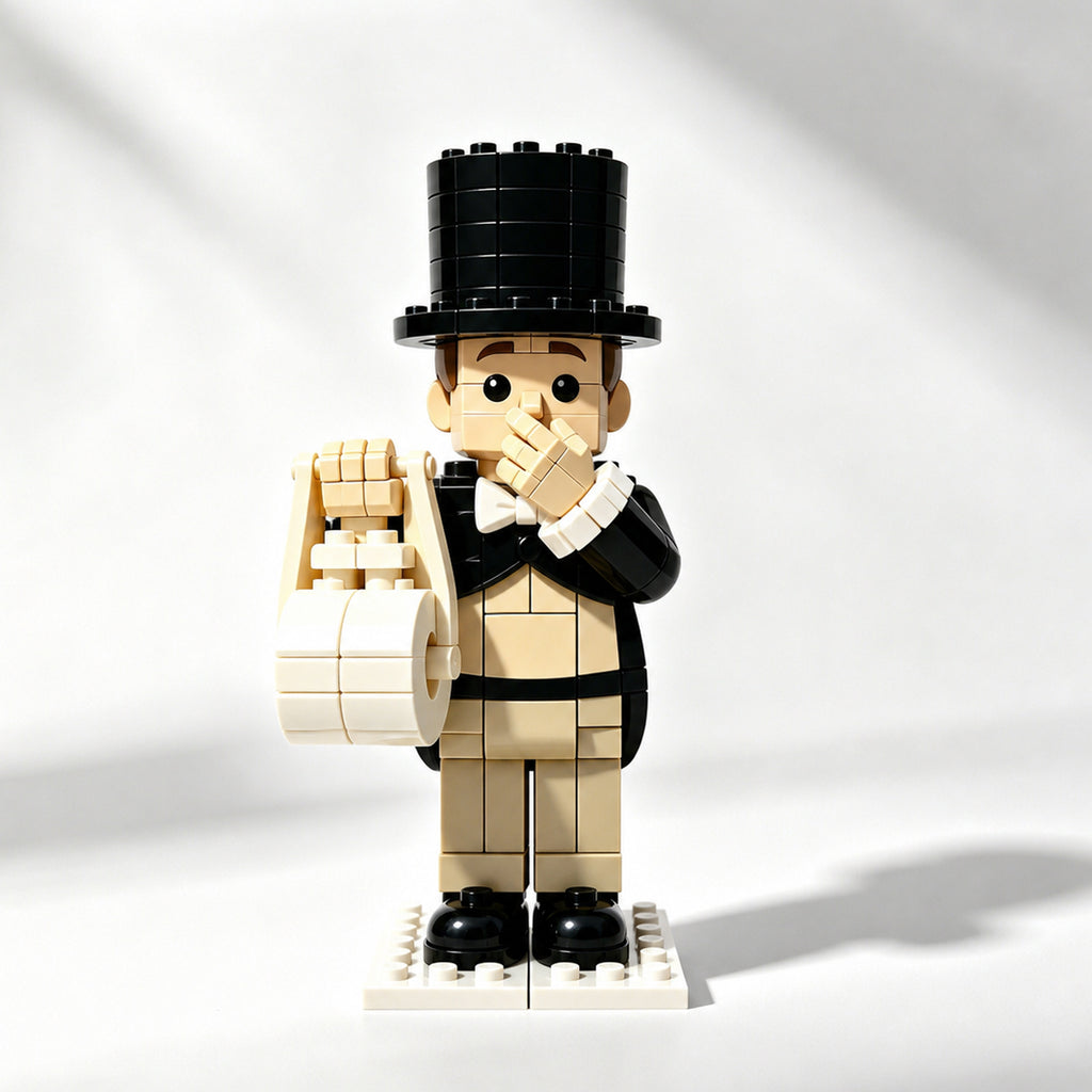 Funny Gentleman Toilet Paper Holder Building Blocks with Top Hat