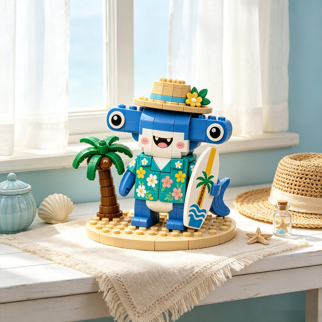 🦈 Tropical Surf Hammerhead Shark Brick Building Kit