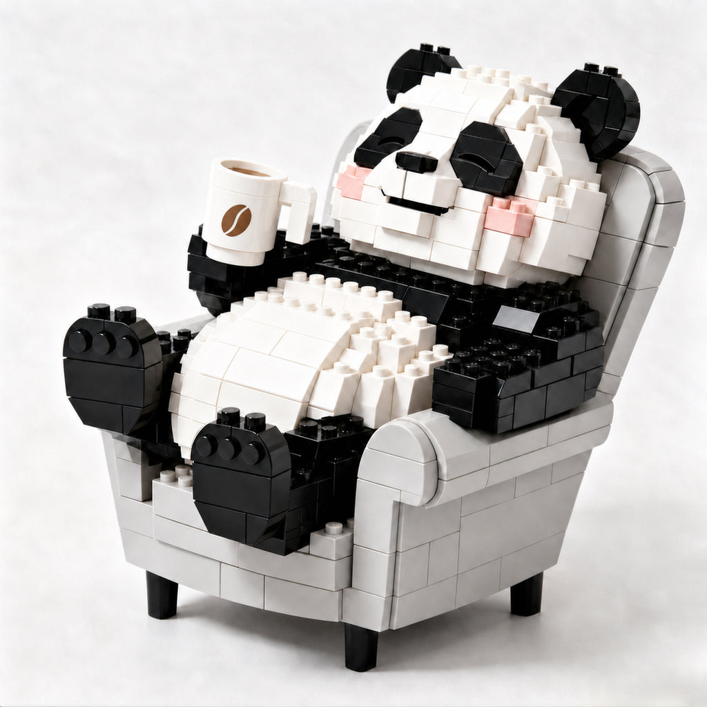 🐼 Lazy Lounge Coffee Panda Brick Building Kit